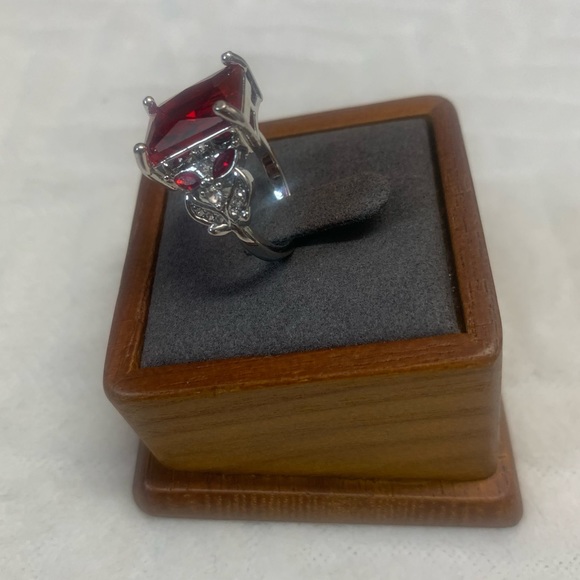 Rhinestone Red Ruby Sterling Silver Accent Ring - Picture 6 of 7